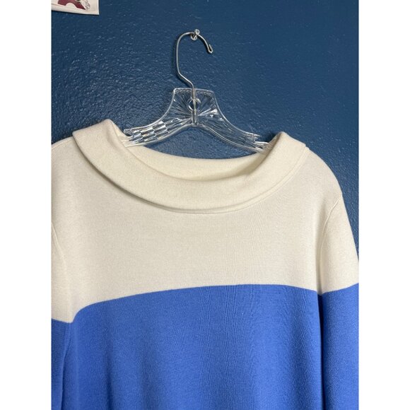 Talbots Large Tunic Boat Neck Sweater Blue, Silver, cream - Picture 4 of 9